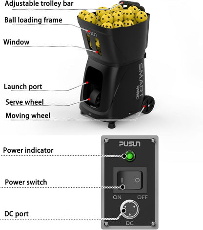 PP-SMART Pro Pickleball Machine – App-Controlled Smart Ball Launcher